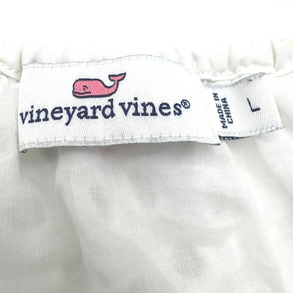 VINEYARD VINES Women's Large 100% Cotton White Eyelet Lace Tunic Top Shirt Boho - Picture 4 of 8